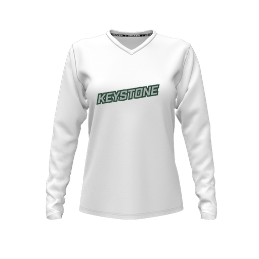 [FTLVCFWH-FYXS-LOGO2] Decker Comfort T-Shirt (Female Youth XS, White, V Neck, Logo 2, Long Sleeve)