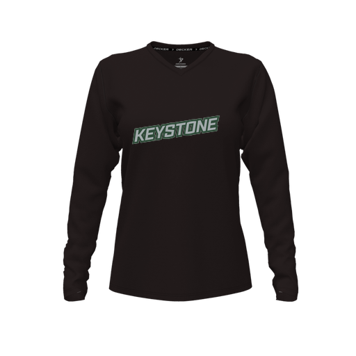 [FTLVCFBK-FYXS-LOGO2] Decker Comfort T-Shirt (Female Youth XS, Black, V Neck, Logo 2, Long Sleeve)