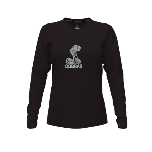 [FTLVCFBK-FYXS-LOGO3] Decker Comfort T-Shirt (Female Youth XS, Black, V Neck, Logo 3, Long Sleeve)