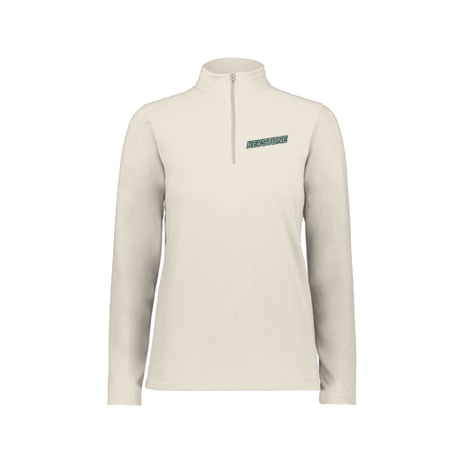 [6864.53T.XS-LOGO2] Ladies MicroFleece 1/4 Zip Pullover (Female Adult XS, White, Logo 2)